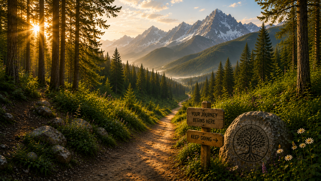 explore learning path through sunlit pines